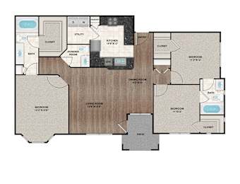 C2 Floor Plan at Flats on Chapel, Waco, TX 76712
