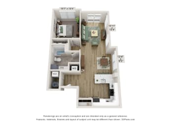A2 Floor Plan | 815 Sq. Ft. at Edgebrook Residences, Merrimack, NH