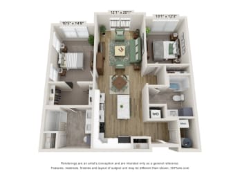 B6 Floor Plan | 1,072 Sq. Ft. at Edgebrook Residences, Merrimack, 03054