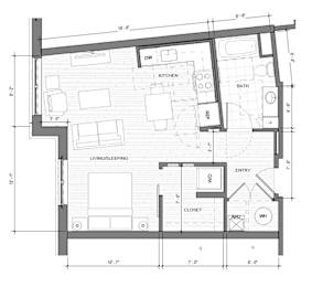 a floor plan of a studio apartment
