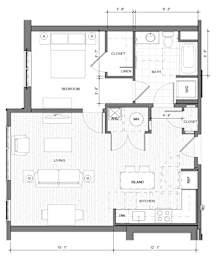 a floor plan of a one bedroom apartment