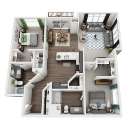 a1 floor plan  1 bedroom  1199 square feetat SoRoc On Maine, Rochester, MN 55904