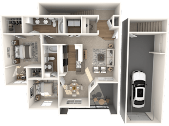 a rendering of a 3d floor plan of a house