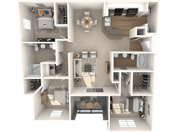 a 3d rendering of a floor plan of a house