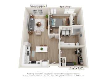 a 1 bedroom floor plan  summit  503 sq ft