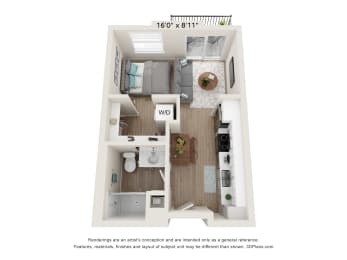 a 1 bedroom floor plan  villas at at SoRoc On Maine, Minnesota, 55904