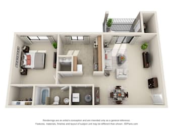 Floor Plan  1 Bedroom 1 Bath
