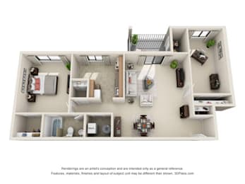 Floor Plan  1 Bedroom 1 Bath Large Den