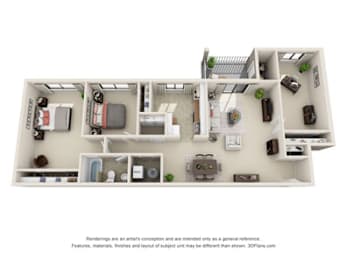 Floor Plan  2 Bedroom 1.5 Bath Large Den