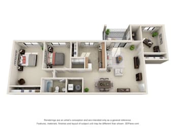 Floor Plan  2 Bedroom 1.5 Bath Small Den