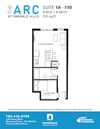 Floor Plan 1 Bedroom, 1 Bathroom