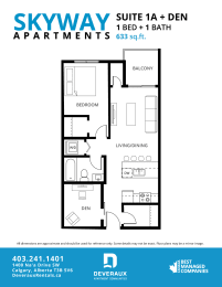 Floor Plan  a floor plan of a 1 bedroom apartment
