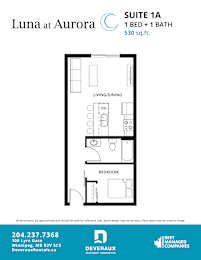  Floor Plan 1 Bedroom, 1 Bathroom