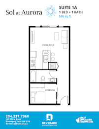  Floor Plan 1 Bedroom, 1 Bathroom