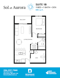  Floor Plan 1 Bedroom, 1 Bathroom + Den
