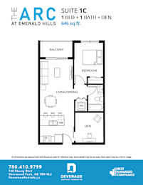  Floor Plan 1 Bedroom, 1 Bathroom + Den
