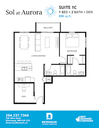  Floor Plan 1 Bedroom, 2 Bathroom + Den