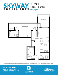 Floor Plan  a floor plan of a 1 bedroom apartment