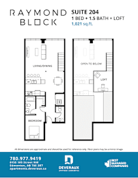 Suite 204 Floor Plan at Raymond Block, Edmonton, AB