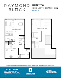 Suite 206 Floor Plan at Raymond Block, Alberta, T6E 3R7