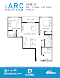  Floor Plan 2 Bedroom, 2 Bathroom + Storage