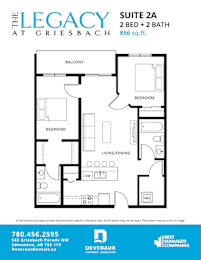  Floor Plan 2 Bedroom, 2 Bathroom