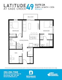  Floor Plan 2 Bedroom, 2 Bathroom + Den