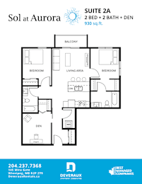  Floor Plan 2 Bedroom, 2 Bathroom + Den