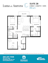  Floor Plan 2 Bedroom, 2 Bathroom + Den