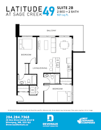  Floor Plan 2 Bedroom, 2 Bathroom