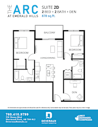 Floor Plan 2 Bedroom, 2 Bathroom + Den