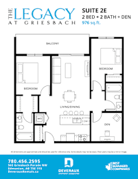  Floor Plan 2 Bedroom, 2 Bathroom + Den