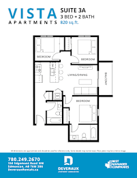 3a Floor Plan at Vista Apartments at Edgemont, Edmonton, AB