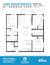 3a Floor Plan at Vibe Apartments at Arbour Lake, Alberta