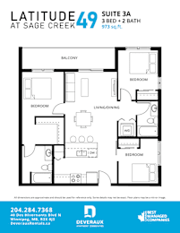  Floor Plan 3 Bedroom, 2 Bathroom