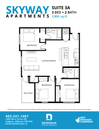 Floor Plan  a floor plan of suite 3a at the residences at