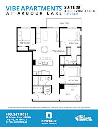 3b Floor Plan at Vibe Apartments at Arbour Lake, Calgary, AB T3G 4J2