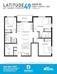 Floor Plan 3 Bedroom, 2 Bathroom + Den