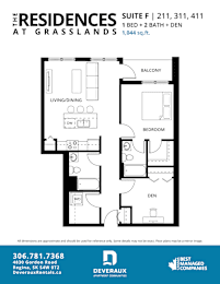  Floor Plan 1 Bedroom, 2 Bathroom + Den