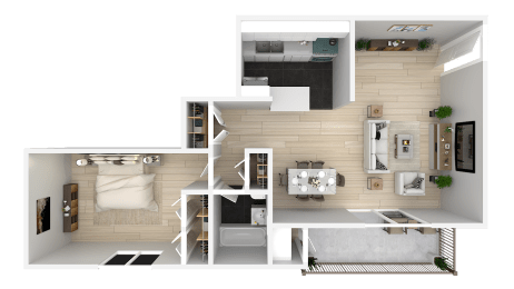 One Bedroom Floor Plan at Admiral Place, Suitland-Silver Hill