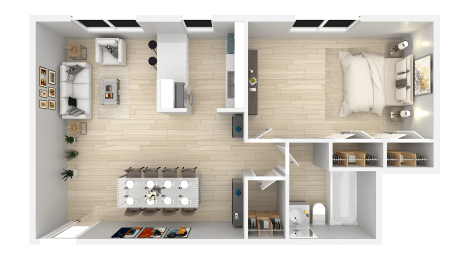 1C Floor Plan at Flats of Forestville, Forestville, MD, 20747