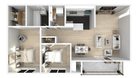 1 Bedroom 1 Bath Floor Plan at Admiral Place, Suitland-Silver Hill, MD, 20746