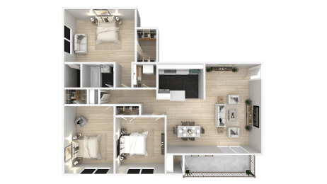 3 Bedroom 1.5 Bathroom Floor Plan at Admiral Place, Suitland-Silver Hill, 20746