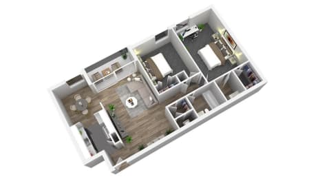 2 bed 1 bathroom floor plan D at Andrews Ridge Apartments, Suitland, MD, 20746