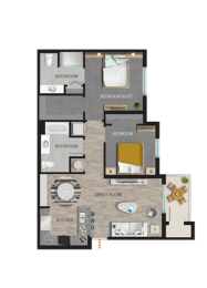 2 bed 2 bath floor plan at The Grove at Portofino Vineyards, Fort Myers, FL