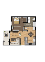 1 bed 1 bath floor plan at The Grove at Portofino Vineyards, Fort Myers, FL, 33967