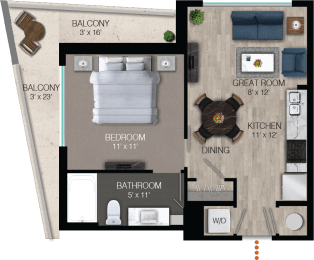 A2 Floor Plan at Quantum Apartments, Fort Lauderdale