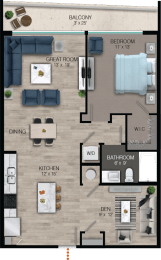 A7 Floor Plan at Quantum Apartments, Fort Lauderdale, 33304