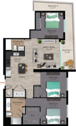 Floor Plan C1 at Quantum Apartments, Florida