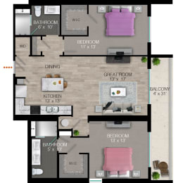 UB4 Floor Plan at Quantum Apartments, Fort Lauderdale, 33304